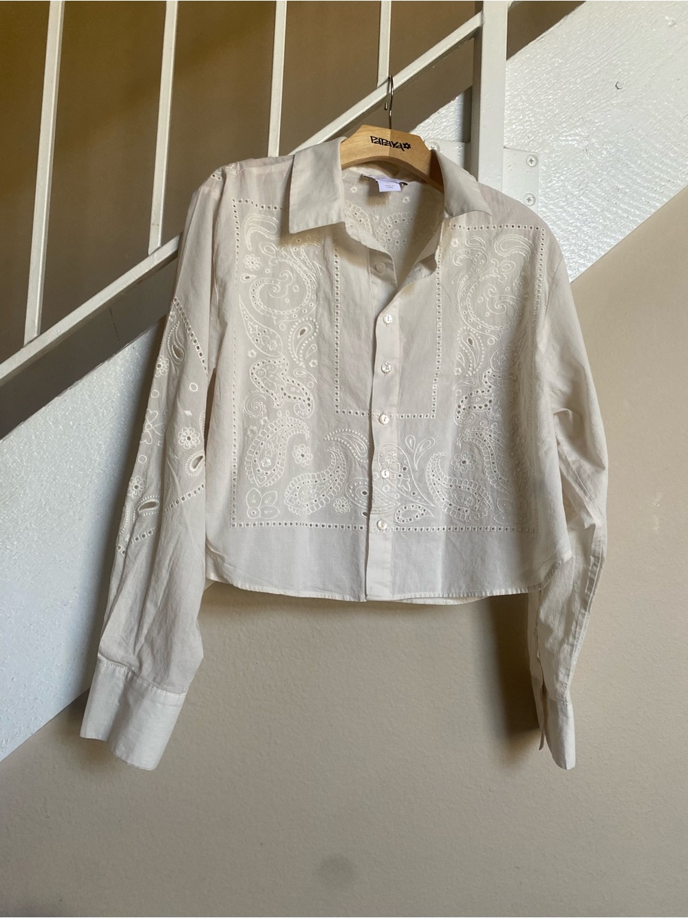 House of Harlow 1960 Cream Embroidered Eyelet Top
